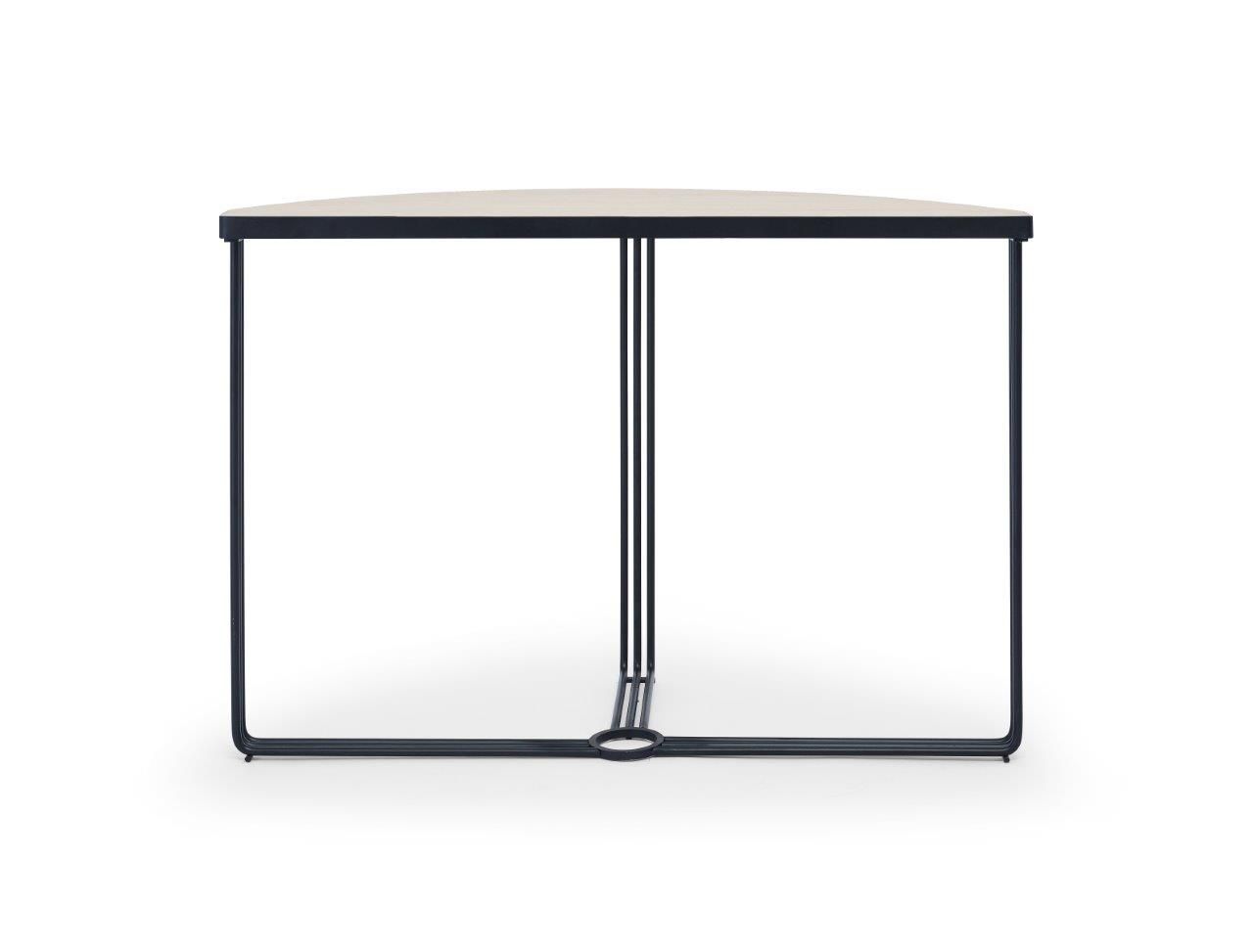 Gillmore Space Finn Demi Lune Console Table Pale Oak Top & Black Frame