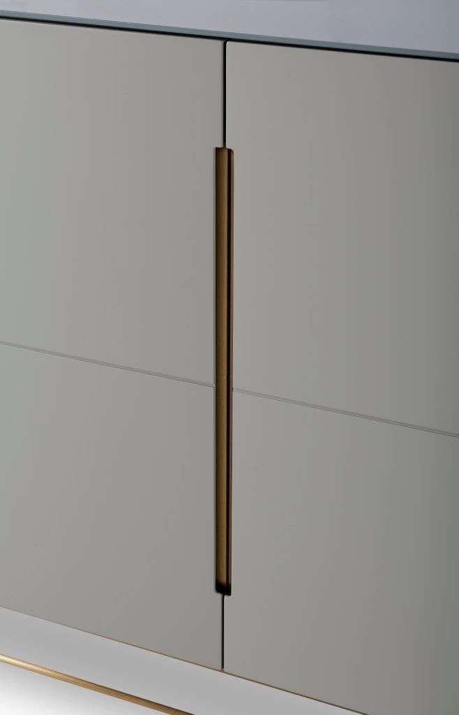 Gillmore Space Alberto Four Door High Sideboard Grey With Brass Accent