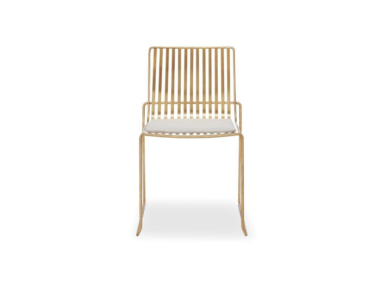 Gillmore Space Finn Stacking Dining Chair Natural Upholstered & Brass Frame