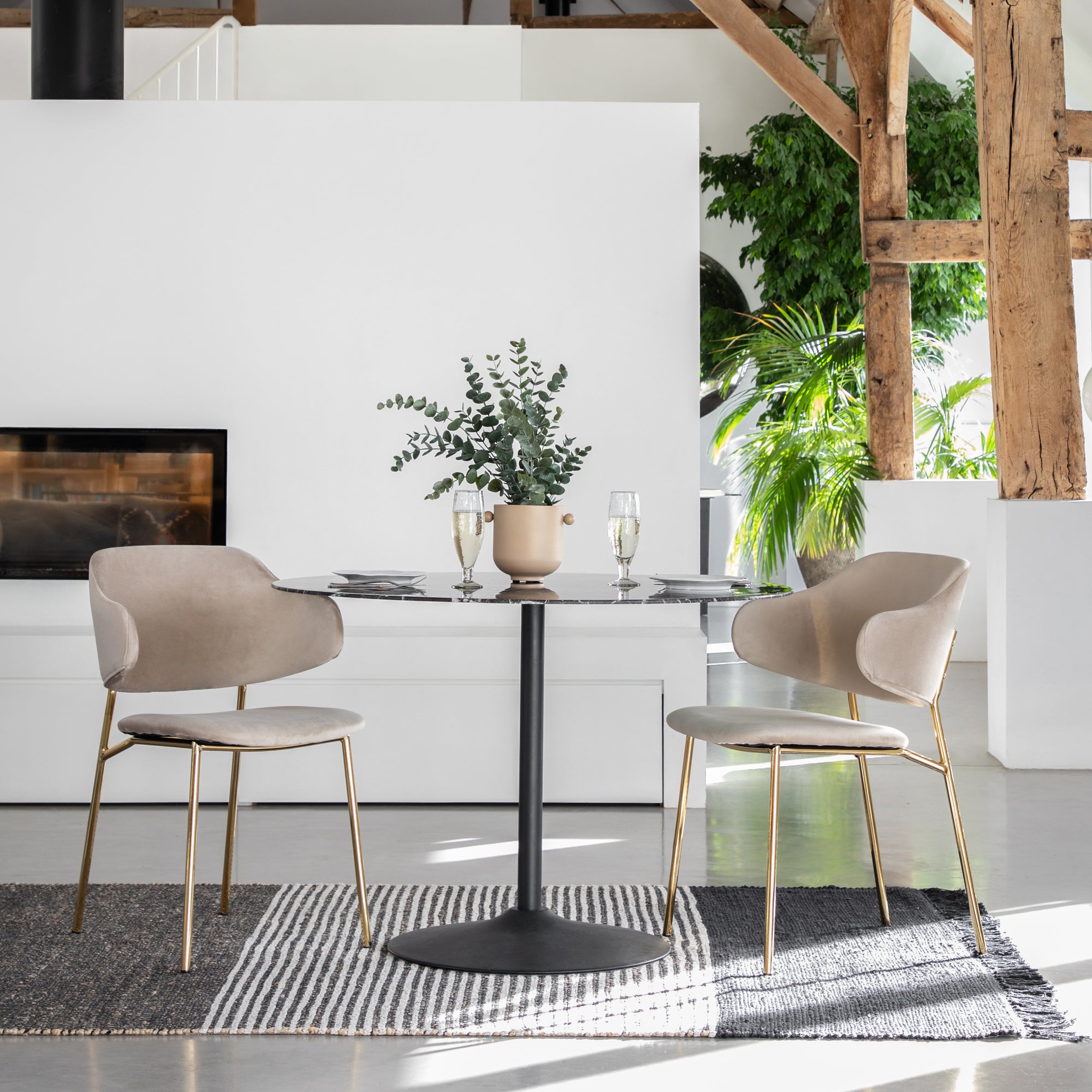 Mayfield Worrall Taupe Dining Chair Gold Legs (Discontinued )