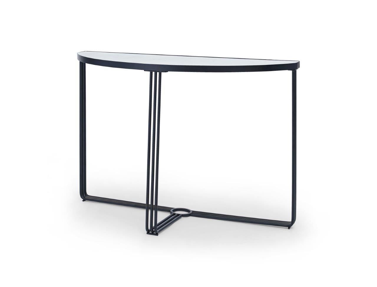 Gillmore Space Finn Demi Lune Console Table White Marble Top & Black Frame