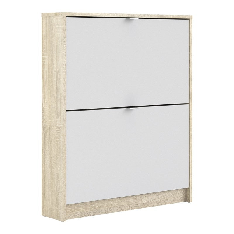 Axton Choctaw Shoe Cabinet With 2 Tilting Doors And 1 Layer In Oak Structure White