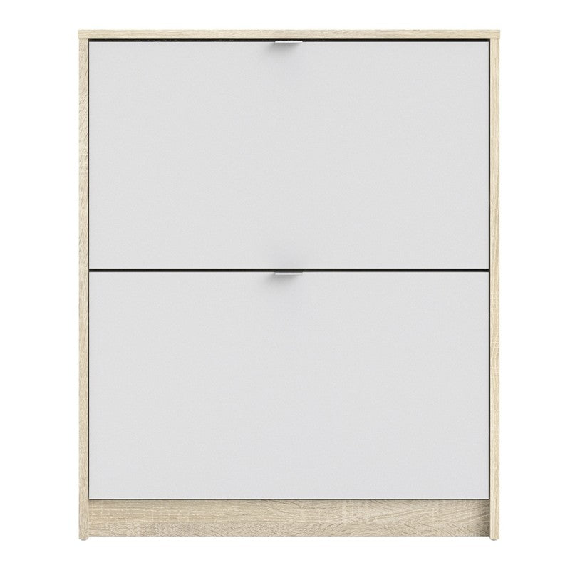 Axton Choctaw Shoe Cabinet With 2 Tilting Doors And 1 Layer In Oak Structure White