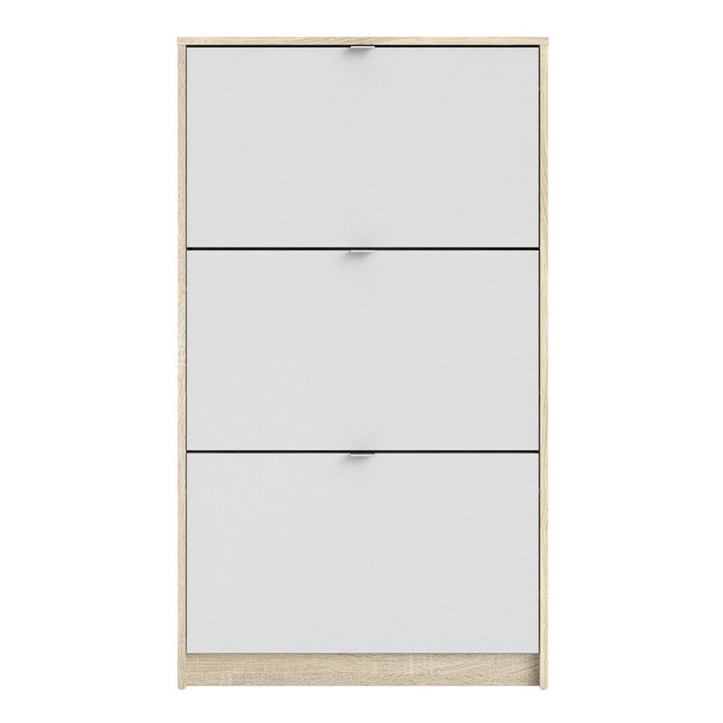 Axton Choctaw Shoe Cabinet With 3 Tilting Doors And 1 Layer In Oak Structure White