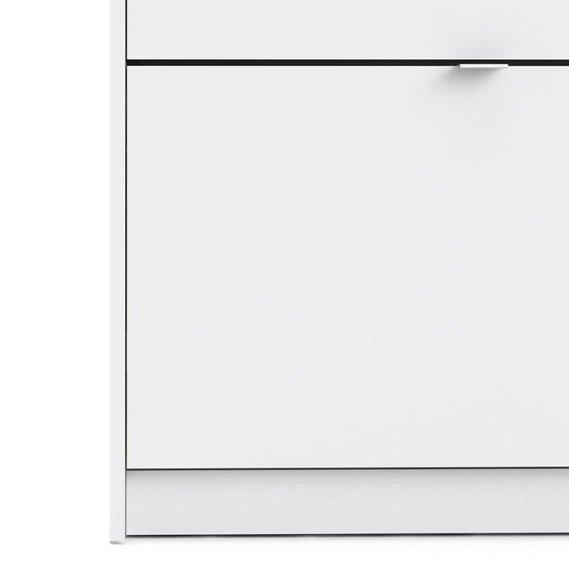 Axton Choctaw Shoe Cabinet With 2 Tilting Doors And 2 Layers In White