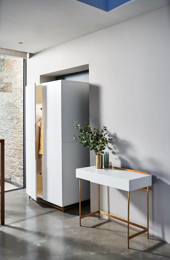 Gillmore Space Alberto Wardrobe White With Brass Accent