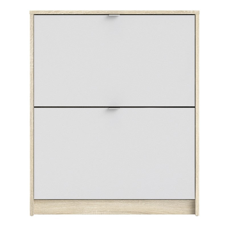 Axton Choctaw Shoe Cabinet With 2 Tilting Doors And 2 Layers In Oak Structure White