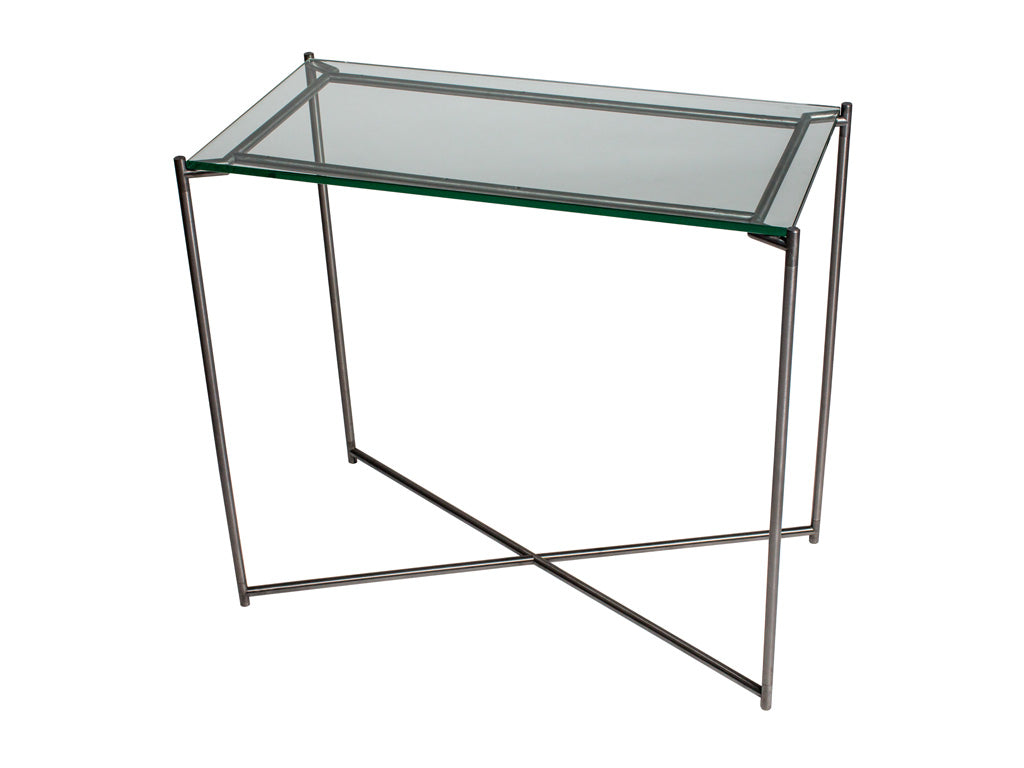 Gillmore Space Iris Small Console Table Clear Glass Top
