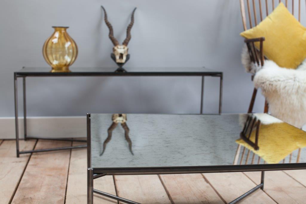  Gillmore Space Iris Rectangle Coffee Table Antiqued Glass Top 