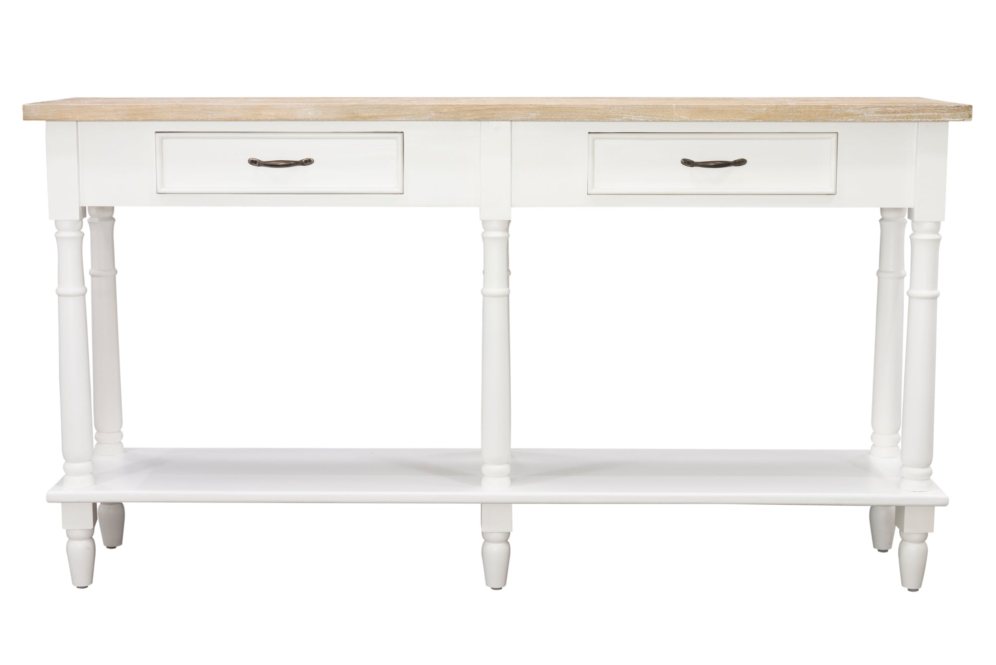 Bodiam Rochester 2 Drawer Console Table with Shelf Antique White