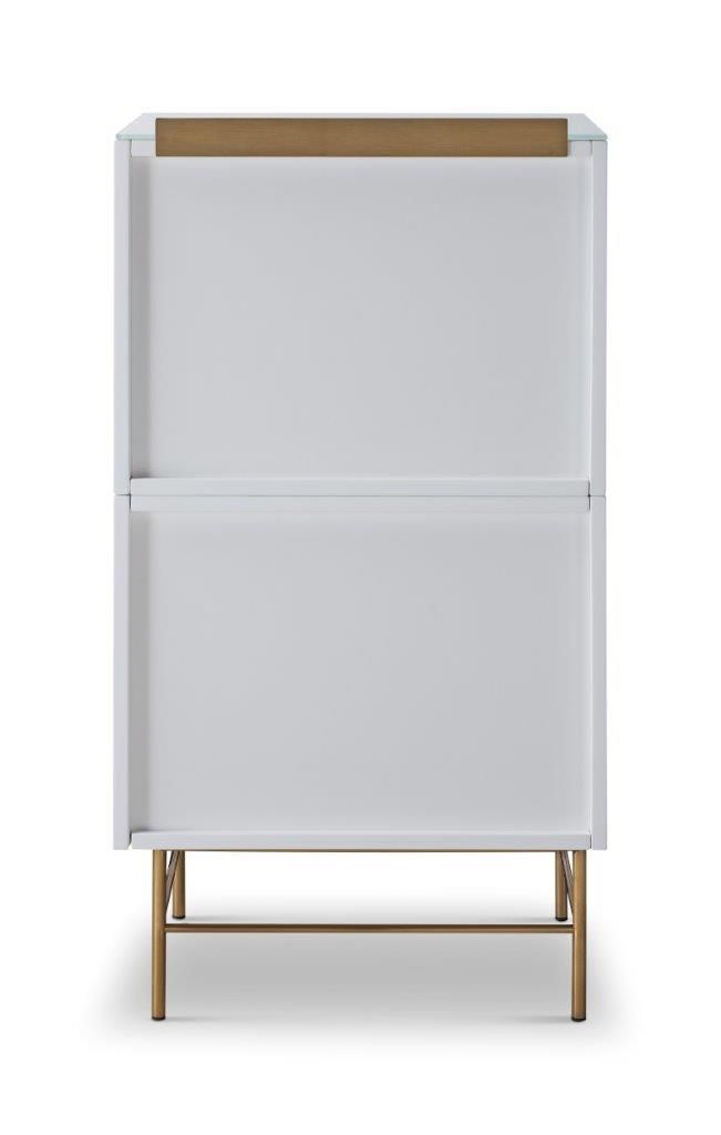 Gillmore Space Alberto Four Drawer Narrow Chest White With Brass Accent