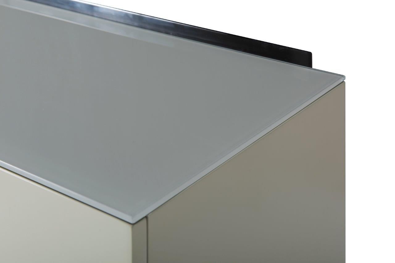 Gillmore Space Alberto Two Door High Sideboard Grey With Dark Chrome Accent