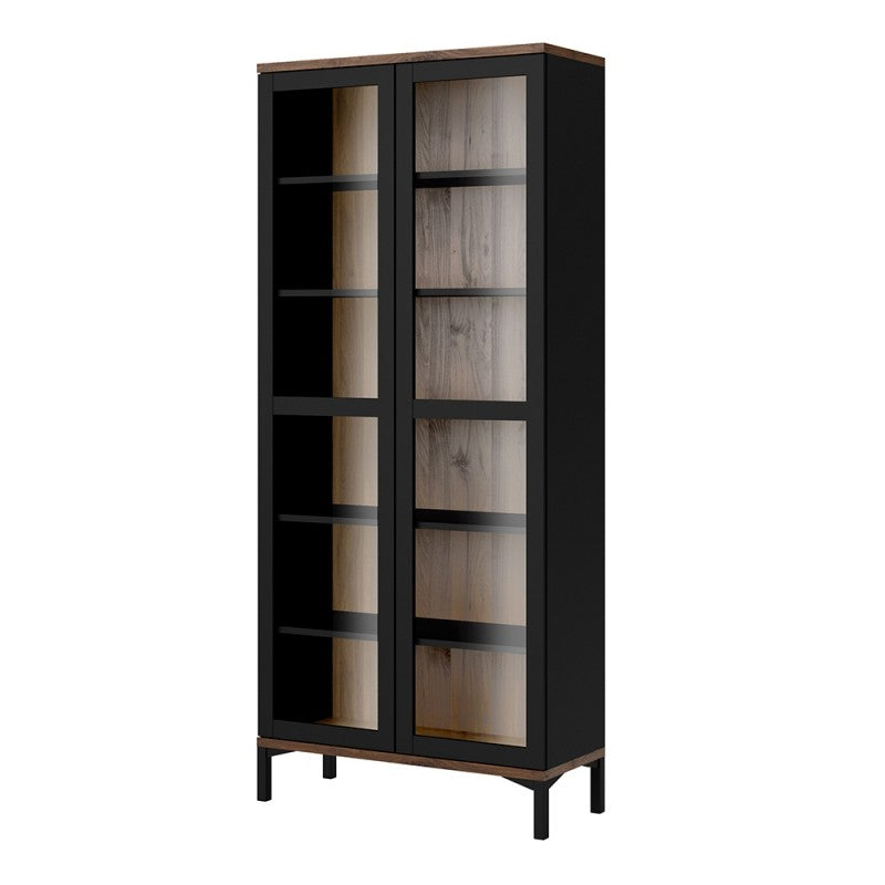 Axton Blauzes Display Cabinet Glazed 2 Doors in Black and Walnut