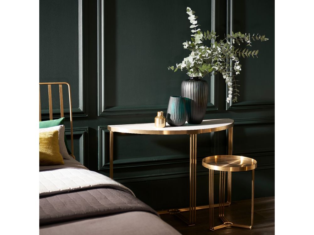 Gillmore Space Finn Circular Side Table Spun Brass Top & Polished Chrome Frame