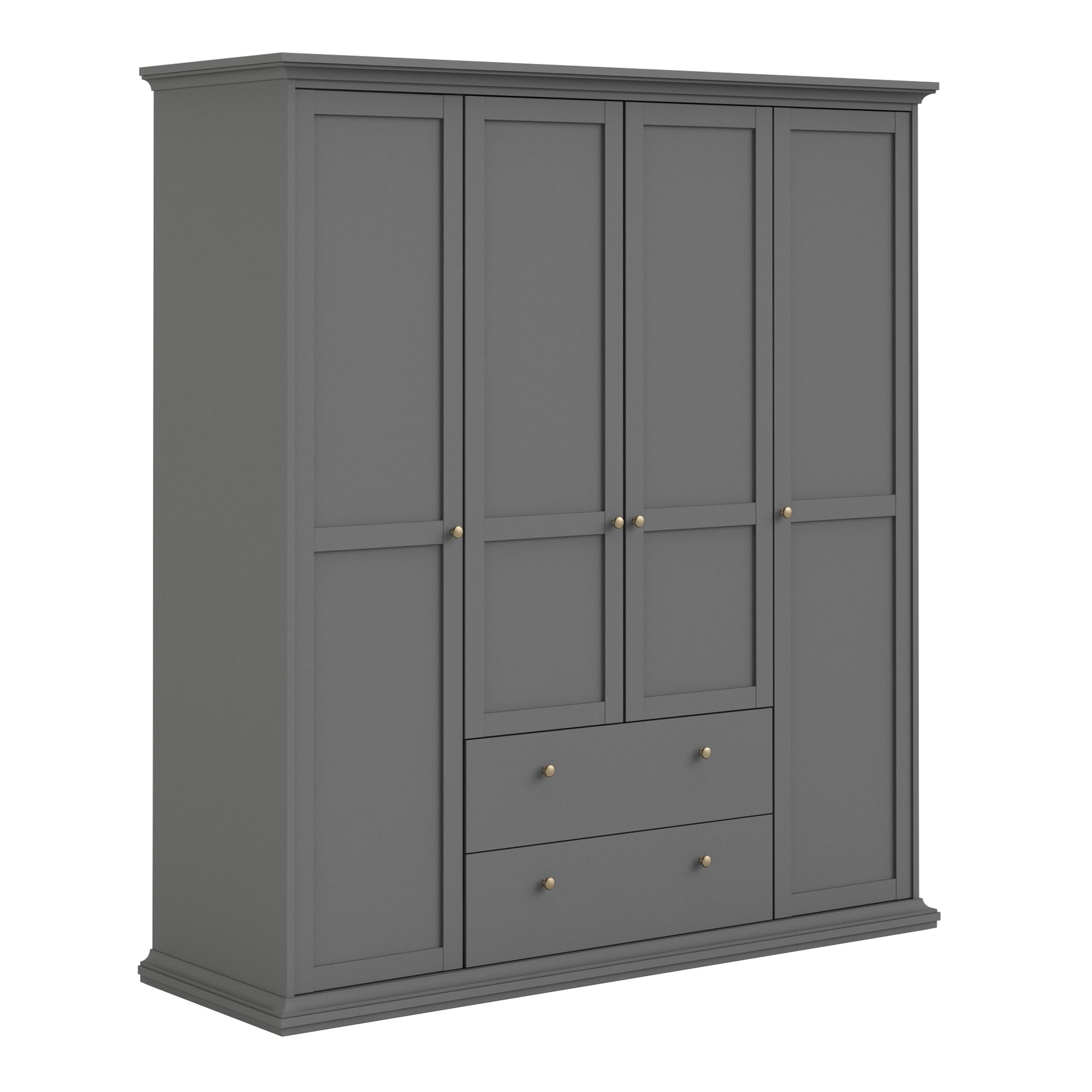 Axton Westchester Wardrobe with 4 Doors and 2 Drawers In Matt Grey