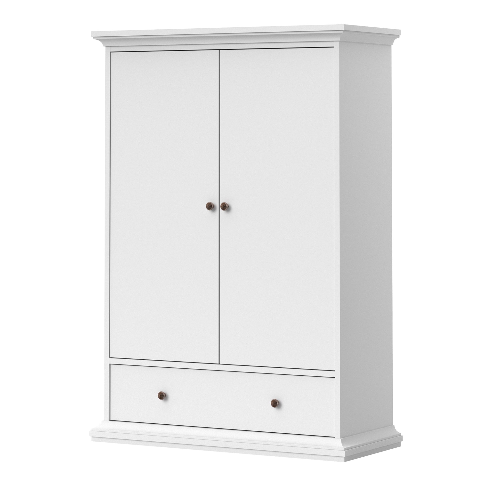 Axton Westchester Wardrobe with 2 Doors 1 Drawer 2 Shelves In White