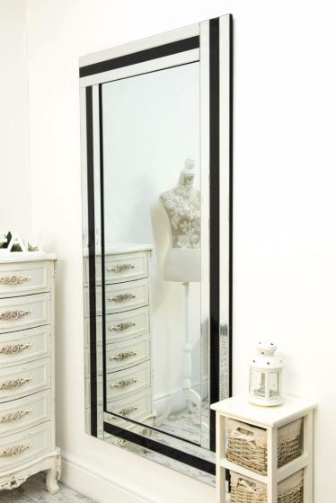 Carrington Black All Glass Full Length Mirror 174 x 85 CM