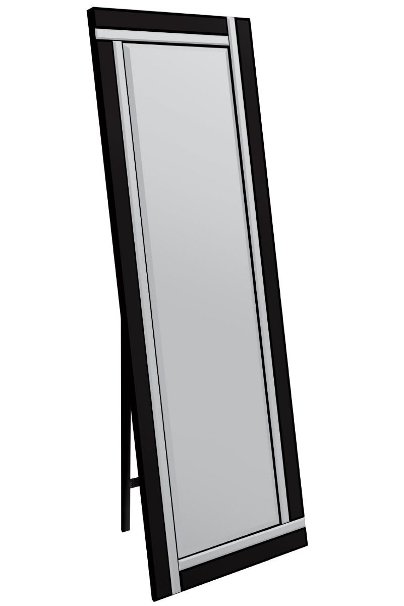 Carrington Black and Mirror Double Bevel Venetian Free Standing Cheval Dress Mirror 5ft7 x 1ft11 170cm x 58cm